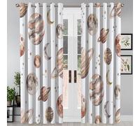 GSAEIMCT Cortinas Opacas Ventanas Salon Media Luna Planetaria Gris Parduzco 140 X 245 Cm 2 Piezas 3D Patrón Objetos Espaciales Cortinas Habitacion Infantil Dormitorio Termicas Aislantes Oficina