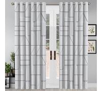 GSAEIMCT Cortinas Opacas Ventanas Salon Rectángulo Línea Blanco Grisáceo 140 X 280 Cm 2 Piezas 3D Patrón Geometría Minimalista Cortinas Habitacion Infantil Dormitorio Termicas Aislantes Oficina