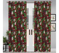 GSAEIMCT Cortinas Opacas Ventanas Salon Rojo Verde Vides De Mora 2 Piezas 3D Patrón Plantas Retro Habitacion Infantil Decoración para Dormitorio Termicas Aislantes Frio Y Calor 140 X 245 Cm