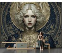 GSAEIMCT Fotomurales Cartas Del Tarot Para Mujeres Papel Pintado Seda Arte Barroco Diseno Fotográfico Decoración De Pared Sala Cuarto Oficina Salón Oro Papel Pintado 450X300Cm