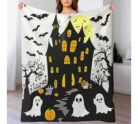 GSAEIMCT Manta Blanco Y Negro Castillo Encantado para Niñas Niños Y Adultos Ligera Suave Acogedora Cálida De Felpa Paisaje De Dibujos Animados para Sofá Cama Habitación Viajes Cumpleaños,75X100Cm