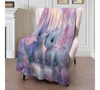 GSAEIMCT Manta De Forro Polar con Diseño Dinosaurios del Bosque Animales De Acuarela para Sofá Cama,Mante De Forro Polar Sherpa 3D Azul Pálido Desenfadados,Decoración De Habitación Infantil,150X200Cm