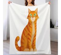 GSAEIMCT Manta De Franela Frazada,Color Naranja Lindo Gato 1 Mantas para Cama Súper Suave para Todas Las Estaciones,Regalo De Cuidado Cómodo Ilustración De Animales,150X200Cm