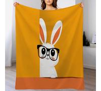 GSAEIMCT Manta De Franela Frazada,Naranja Y Blanco Conejo Blanco con Gafas 1 Mantas para Cama Súper Suave para Todas Las Estaciones,Regalo De Cuidado Cómodo Ilustración De Animales,150X200Cm