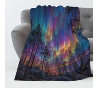 GSAEIMCT Manta Franela con Estampado Azul Auroras Boreales Arcoíris,Impresión 3D Paisajes De Fantasía Microfibra Bedding Manta De Felpa Suave Sofá Cama para Adultos Dormitorio Colcha,220X240Cm