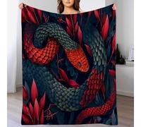 GSAEIMCT Manta Franela con Estampado Azul Y Rojo Serpiente Flor,Impresión 3D Animales De Tinta Microfibra Bedding Manta De Felpa Suave Sofá Cama para Adultos Dormitorio Colcha,75X100Cm