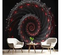 GSAEIMCT Papel Pintado Panorámico 3D Seda,250X170Cm Negro Rojo Espiral Compleja Gran Pared,Arte Fractal Abstracto Para Sala De Estar,Habitación Infantil,Decoración Póster De Papel Pintado