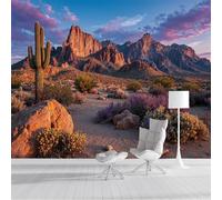 GSAEIMCT Papel Pintado Panorámico 3D Seda,300X210Cm Marrón Montañas Al Atardecer Gran Pared,Paisaje Desértico Para Sala De Estar,Habitación Infantil,Decoración Póster De Papel Pintado