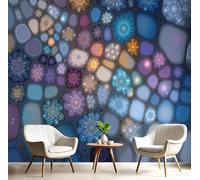 GSAEIMCT Papel Pintado Panorámico 3D Seda,450X300Cm Azul-Violeta Mosaico De Colores Gran Pared,Proyecto Fractal Para Sala De Estar,Habitación Infantil,Decoración Póster De Papel Pintado
