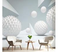 GSAEIMCT Papel Pintado Panorámico 3D Seda,450X300Cm Blanco Esfera De La Personalidad Gran Pared,Geometría Abstracta Para Sala De Estar,Habitación Infantil,Decoración Póster De Papel Pintado