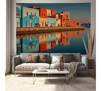 GSAEIMCT Tapiz Ciudades Costeras 150 X 100 Cm Fotografía Mediterránea Arte Moderno Neutro Acogedor Frío Fantástico Colgante De Pared Dormitorio Sala De Estar Dormitorio Decoración Tela