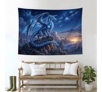 GSAEIMCT Tapiz Dragón Azul Meteoro 150 X 130 Cm Animales Fantásticos Arte Moderno Neutro Acogedor Frío Fantástico Colgante De Pared Dormitorio Sala De Estar Dormitorio Decoración Tela