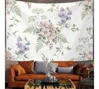 GSAEIMCT Tapiz Helechos Y Flores Silvestres 150 X 100 Cm Acuarela Botánica Arte Moderno Neutro Acogedor Frío Fantástico Colgante De Pared Dormitorio Sala De Estar Dormitorio Decoración Tela
