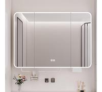GSATREY Armario Espejo, Montado En La Pared con Estantes, con Espacio Interno, Armario De Baño, Gabinete De Almacenaje para Colga, con LED Luz, Antivaho, para Cocina Salón(100 * 70cm/39.3 * 27.5in)
