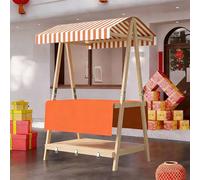 GSATREY Carrito de Comida Callejera de 2 Nivele, Puesto de Mercado Agrícola Plegable, Carritos Candy Bar, Mercados Callejeros y Ferias de Artesanía(Orange 2,110cm/43.3in)