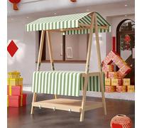 GSATREY Carrito de Comida Callejera de 2 Nivele, Puesto de Mercado Agrícola Plegable, Carritos Candy Bar, Mercados Callejeros y Ferias de Artesanía(Green 1,110cm/43.3in)