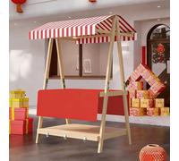 GSATREY Carrito de Comida Callejera de 2 Nivele, Puesto de Mercado Agrícola Plegable, Carritos Candy Bar, Mercados Callejeros y Ferias de Artesanía(Red 2,110cm/43.3in)