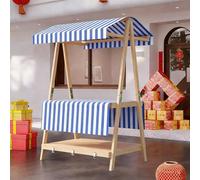 GSATREY Carrito de Comida Callejera de 2 Nivele, Puesto de Mercado Agrícola Plegable, Carritos Candy Bar, Mercados Callejeros y Ferias de Artesanía(Blue 1,110cm/43.3in)