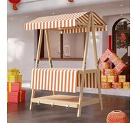 GSATREY Carrito de Comida Callejera de 2 Nivele, Puesto de Mercado Agrícola Plegable, Carritos Candy Bar, Mercados Callejeros y Ferias de Artesanía(Orange 1,110cm/43.3in)