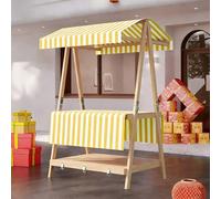 GSATREY Carrito de Comida Callejera de 2 Nivele, Puesto de Mercado Agrícola Plegable, Carritos Candy Bar, Mercados Callejeros y Ferias de Artesanía(Yellow 1,140cm/55.1in)