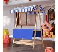 GSATREY Carrito de Comida Callejera de 2 Nivele, Puesto de Mercado Agrícola Plegable, Carritos Candy Bar, Mercados Callejeros y Ferias de Artesanía(Blue 2,110cm/43.3in)