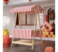 GSATREY Carrito de Comida Callejera de 2 Nivele, Puesto de Mercado Agrícola Plegable, Carritos Candy Bar, Mercados Callejeros y Ferias de Artesanía(Red 1,140cm/55.1in)