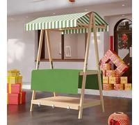 GSATREY Carrito de Comida Callejera de 2 Nivele, Puesto de Mercado Agrícola Plegable, Carritos Candy Bar, Mercados Callejeros y Ferias de Artesanía(Green 2,140cm/55.1in)