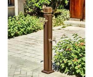 GSATREY Columna de Agua de Jardín de Aleación de Aluminio, Grifo Montado en el Piso, con Pistola Rociadora, para Riego, Lavado de Coche y Baño de Mascotas(Brown-a)