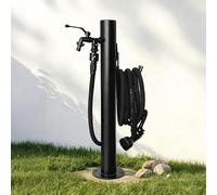 GSATREY Columna de Agua de Jardín en Acero Inoxidable 304, Grifo de Exterior Independiente, Fuente Decorativa, Resistente a Las Grietas por Congelación en Invierno(Black-4,60cm/23.6in)