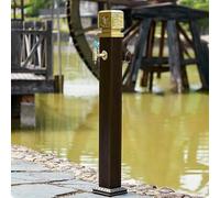 GSATREY Columna de Agua de Jardín Independiente, Poste de Grifo Exterior con Tubo Interior de Acero Inoxidable 304, Grifo de Latón, para Patio, Jardín, Césped(Brown-3,114cm/44.9in)