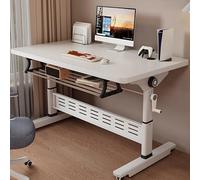GSATREY Mesa Auxiliar para Ordenador con Ruedas, Mesa Auxiliar de Altura Ajustable, Marco Giratorio de 360°, para Dormitorio, Salón, Oficina, Multitable(White,80 * 60cm/31.5 * 23.6in)