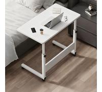 GSATREY Mesa Auxiliar Regulable, Mesa de Centro en Forma de C con 4 Ruedas con Rotación de 360°, Mesita de Noche para Cama y Sofá, for el Hogar y la Oficina(White,58 * 28cm/22.8 * 11in)