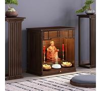 GSATREY Mesa De Altar con Nicho for Buda, Estilo Chino, Altar Budista de Templo Santuario, Tallada A Mano, Natural, para Oraciones, Adivinación, Adoración(43 * 42 * 70cm/16.9 * 16.5 * 27.6in)
