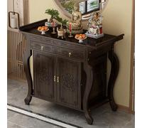 GSATREY Mesa de Altar Personal de Madera Maciza, Mesa de Puja con Cajón, Estante de Madera con Grabado Vintage, para Oraciones Budistas, Ceremonia del Té(100 * 107cm/39.4 * 42.1in)