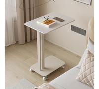 GSATREY Mesa Escritorio Auxiliar Cama, Mesa de Centro en Forma de C con Rotación de 360°, Mesita de Noche/Living, Diseño Moderno Ahorra Espacio, para Salón, Dormitorio(White)