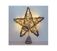 GSC Estrella de ratán LED 25cm Luz cálida Marrón Navidad Invierno Adornamento de árbol