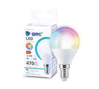 gsc evolution Bombilla Esferica LED Inteligente 5,5W E14 RGB+CTT Regulable Google Home | Alexa