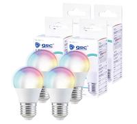 gsc evolution - Bombilla LED Wifi Inteligente esférica | 5,5W E27 RGB + Control de color Regulable | Compatible con Smart Life Google Home & Alexa | Ahorra energía, programa tus rutinas |Pack 4