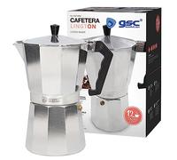 GSC Evolution Cafetera Italiana de Aluminio | 12 tazas | Apta para Todo Tipo de Cocinas | Color Plata | Inducción, Gas, Eléctrica | Fácil Montaje y Desmontaje