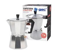 GSC Evolution Cafetera Italiana de Aluminio | 6 tazas | Apta para Todo Tipo de Cocinas |Inducción, Gas, Eléctrica | Color Plata | Fácil Montaje y Desmontaje