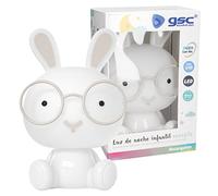 gsc evolution - Luz nocturna infantil LED Conejito RGB con intensidad regulable y batería recargable, 7 modos de luz, Lámpara de mesa, lámpara portátil y decoración para habitación Regalo para niños