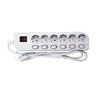 GSC Garsaco - Base multiple 6T + Multi-Int. (3x1.5mm) 1.5 m, Color Blanco