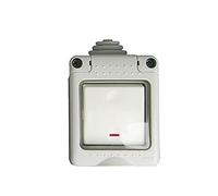 GSC Garsaco Caja Estanca 2 Módulos con Pulsador LED IP 55 Gris Plástico y Metal Resistente al Agua Incluye Caja Estanca 2 Módulos con Pulsador LED IP 55