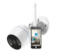 GSC Garsaco Camara Vigilancia Exterior con Vision Nocturna a Color 1080p - 2MP Google Home Alexa, Blanco