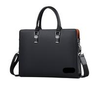 GSCLZ Bolso de cuero for ordenador portátil for hombre, maletín negocios 14-15,6 pulgadas, mensajero trabajo(Black-14inch)