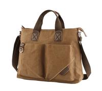 GSCLZ Bolso de lona for hombre, maletín for ordenador portátil 14 pulgadas, bandolera Color liso Vintage, bolsos mensajero Retro negocios gran capacidad(Normal-12.9inch-K)