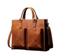 GSCLZ Bolso de mano Vintage for hombre, maletín, bolsos hombro cuero for, bolso for portátil negocios marrón 16 pulgadas(Retro Brown)