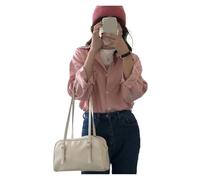 GSCLZ Bolsos de hombro for mujer, bolsos lujo, color puro, bolso casual, gran capacidad, almohada for axila(White)