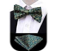 GSCLZ Conjunto de pajarita for hombre, pañuelo bolsillo, con estampado floral cachemira, mariposa negro, regalo preatado Para Fiesta De Boda De Negocios