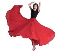 GSCLZ Falda De Baile Gasa For Mujer, Larga Color Liso 720 Grados, Ropa Práctica For Bailarinas, Estilo Chino con Dobladillo Grande para Festivo, Escenario, Rendimiento(Big Red,Skirt Length 80cm)